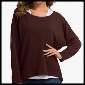 UGET Women's Oversized Baggy Loose Fitting Pullover Batwing Casual Blouse